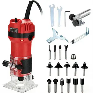 800W Compact Router Tools for Woodwork,31000 RPM  with 15 Pcs 1/4Router Bits Set,Roller Guide and Portable Tool Box roller guide edge guide router bit