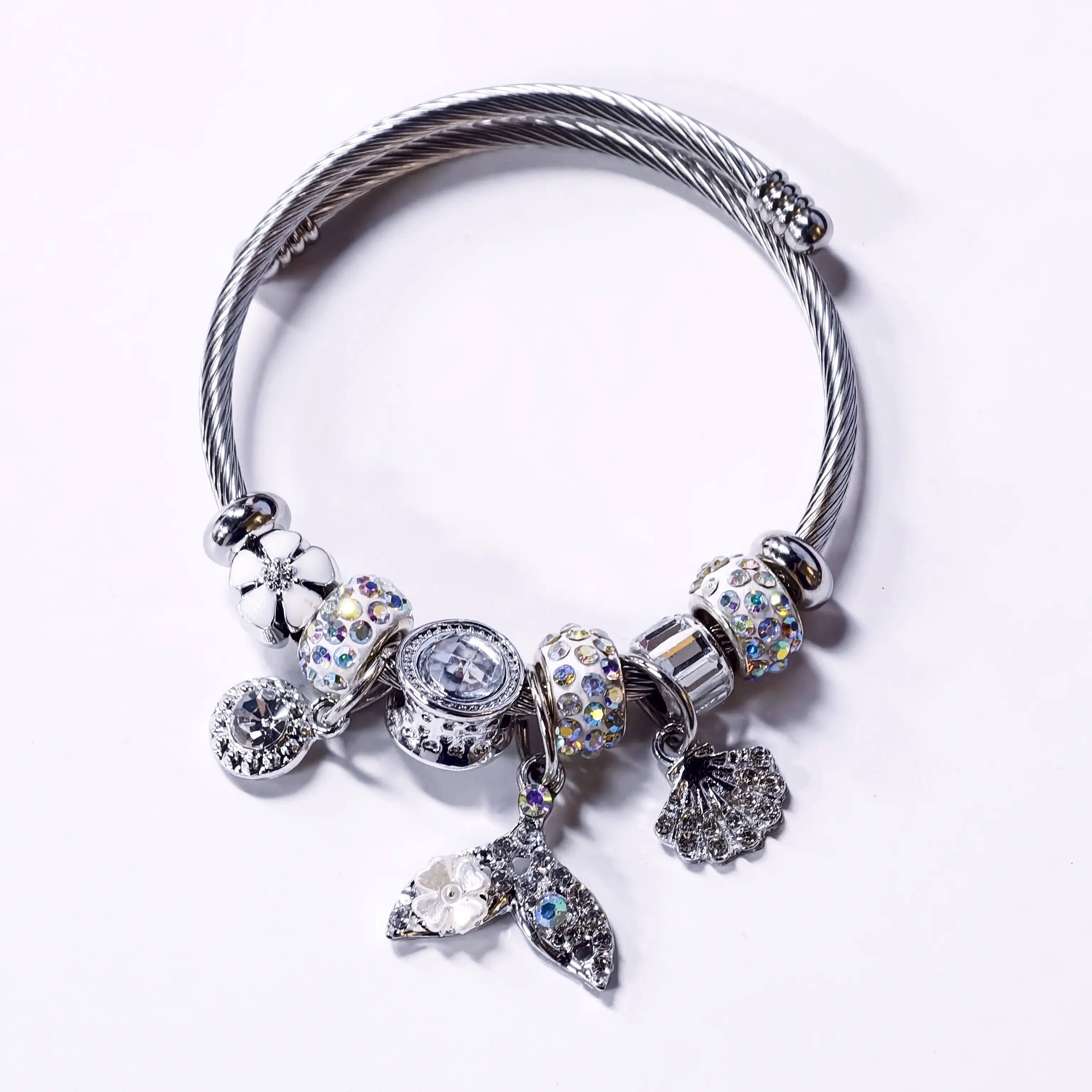 DIY Fashionable Artificial Gemstone Bangle Bracelet, Charm Match Accessory