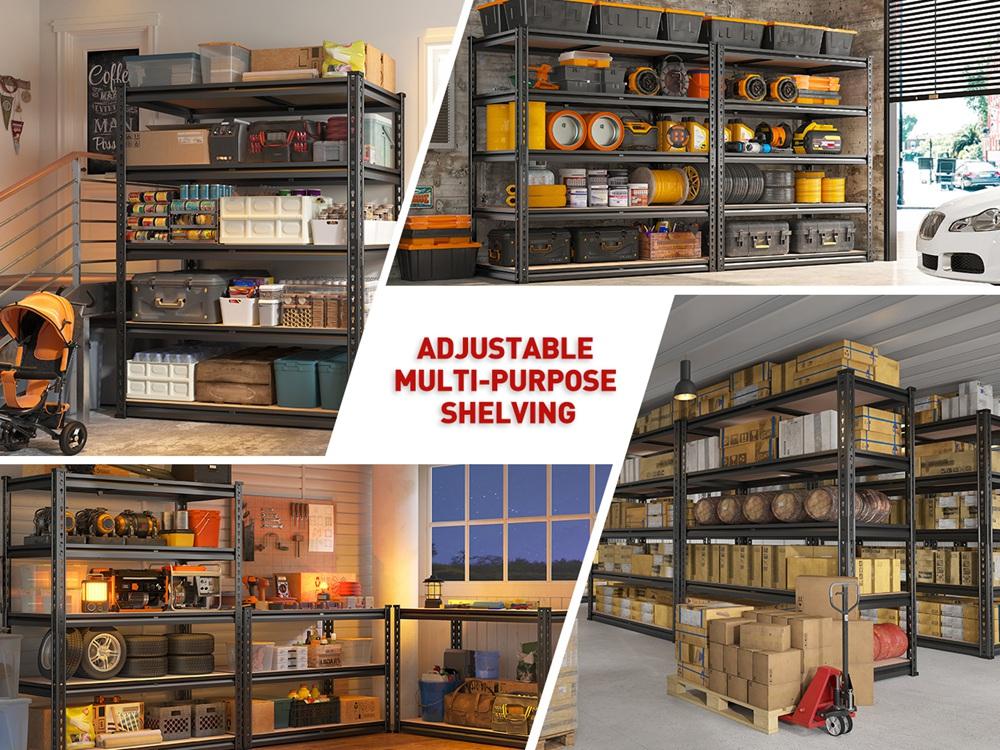 Raybee Garage Shelves Classic 5-Tier Metal Storage Shelving Unit Height Adjustable Versatile Utility Rack Shelf for Craft Warehouse Pantry Kitchen Organiser Raybee Garage Shelves Classic 5-Tier Metal Storage Shelving Unit Height Adjustable Versatile Utility Rack Shelf for Craft Warehouse Pantry Kitchen Organiser