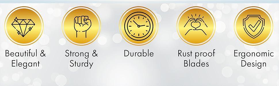 Cake Knife and Server Set, Cake Cutter and Pie Spatula, Gold Blade and Faux Crystal Handle Wedding Cake Cutting Set, Stainless Steel Gold Knife Set for Party, Birthday, and Anniversary