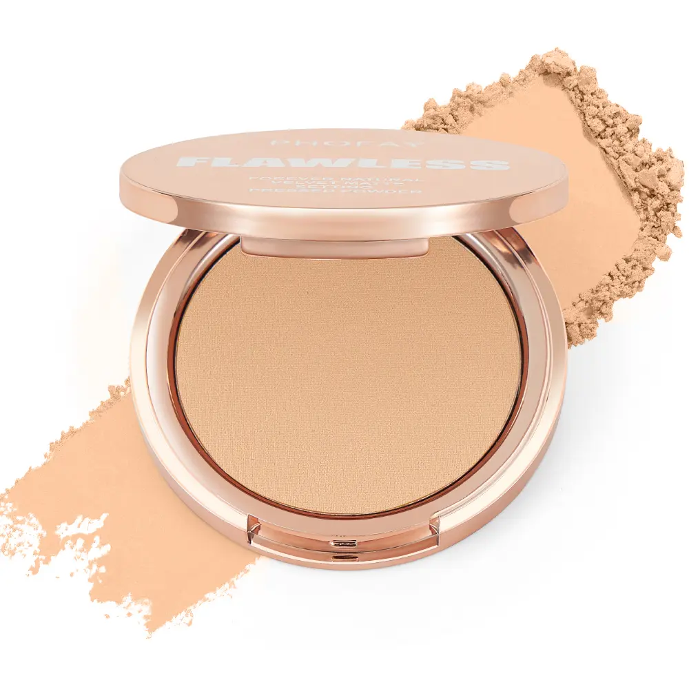 PHOFAY Matte Finishing Pressed Blur Powder - Flawless Smoothing Setting Powder, Lightweight Oil-Control Makeup Product, Oil-Absorbing, Long-Wearing, Portable, Ideal for Touch-Ups & Setting Foundation on All Skin Types, Blurring Compact Powder