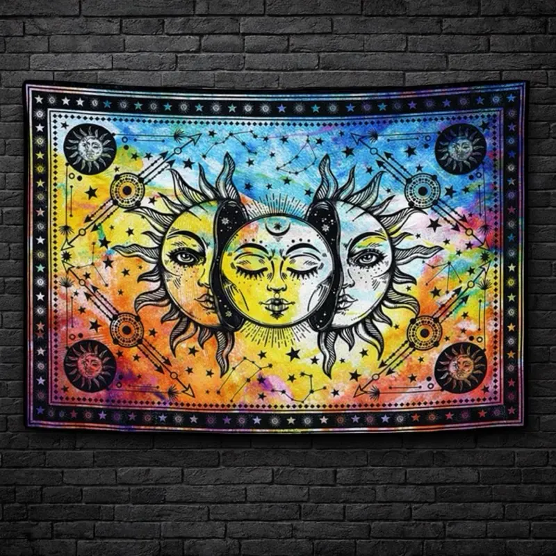 Celestial Faces Tie Dye Tapestry
