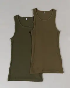 Zero Ribbed Tank 2pk - Signature Green / Signature Brown