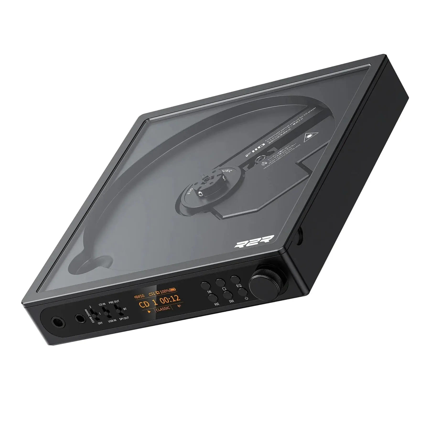 FiiO DM15 R2R Hi-Fi Portable CD Player, Wireless Bluetooth Audio Device with Remote Control, Adapter & Easy-Press Buttons