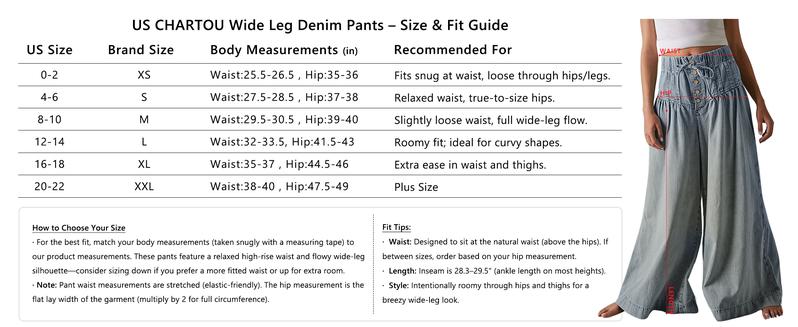 Chouyatou Women's Loose Wide-Leg Jeans Mid-Rise Elastic Waist Drawstring Flared Pleated Ruffle Button Jeans for Comfortable Stylish Wear Pants Dark Blue Plus Size Casual Denim Trousers