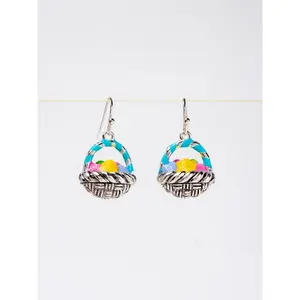 Emily Multicolor Easter Egg Basket Drop Earrings