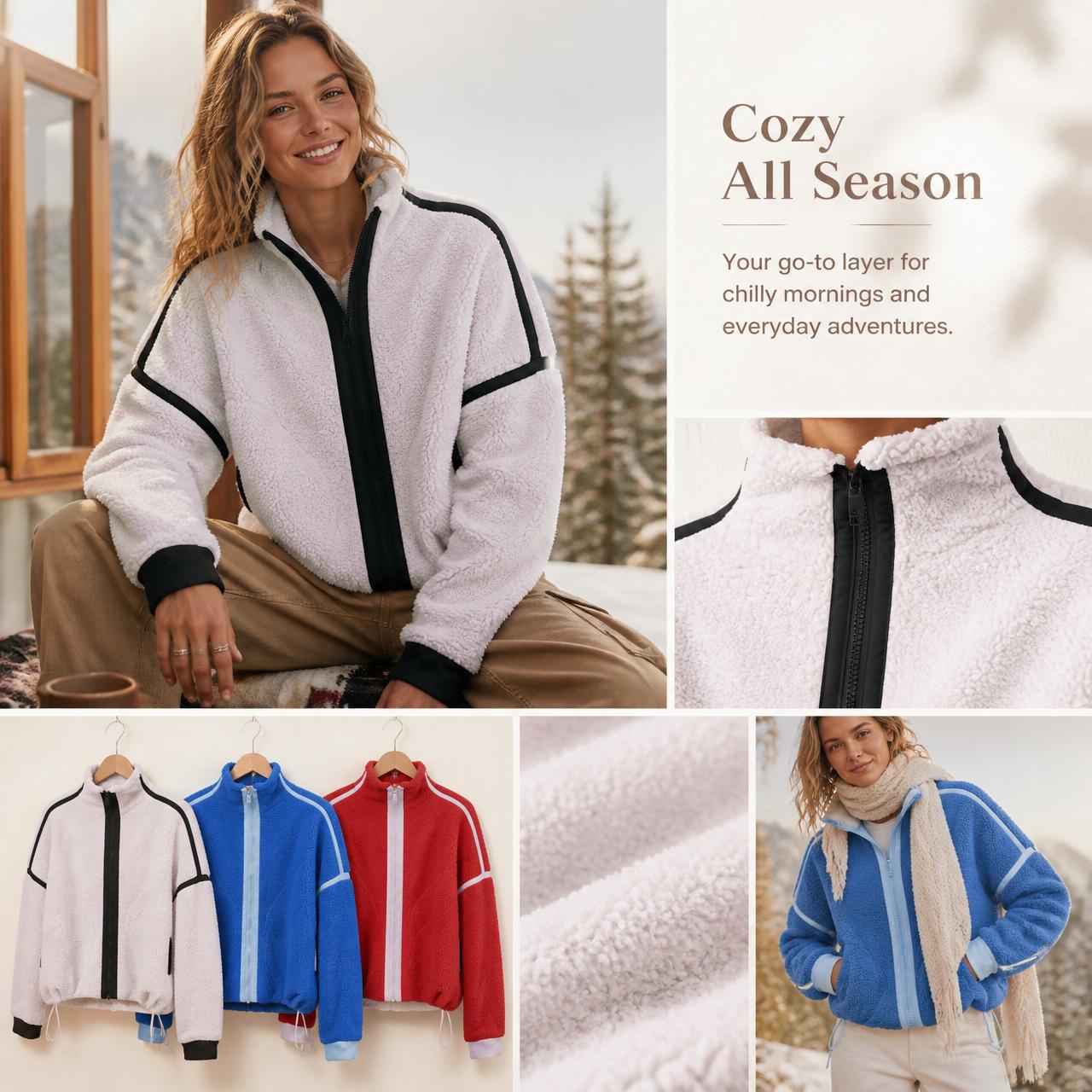Fabric detail of Women's Fleece Jacket in 100% Polyester