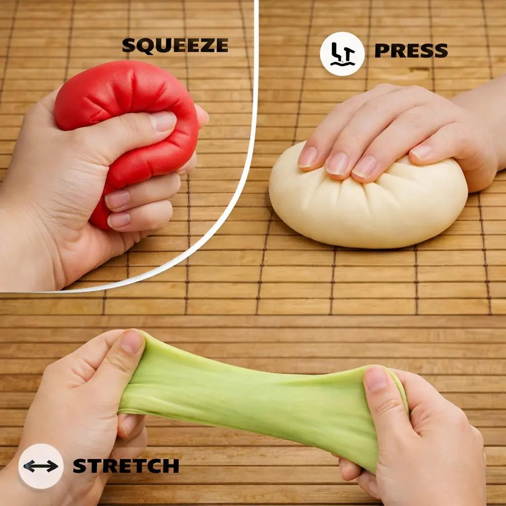 Dumpling Squishy – Mystery Bun Fidget Toy Soft TPR Material 3.35" x 2.17" Stress Relief Fun Unboxing Surprise Design Varies| Easter Children's Day prank& Spring Basket Gift