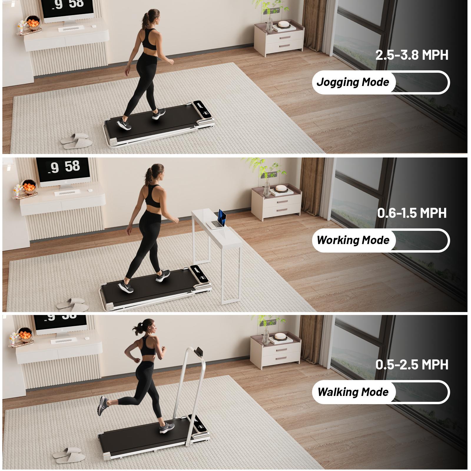 YAGUD Compact Incline Walking Pad with Handle Bar, Foldable Electric Treadmill with Handles and 3.5HP Powerful Motor, Portable Small Walking Pads Treadmill for Home Small Spaces,265LBS Weight Capacity