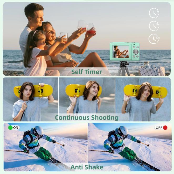 2026 New Upgraded Portable Pocket Vlogging Camera with 32GB SD Card & Wrist Strap, Self Timer, Anti-Shake, 16X Digital Zoom, FHD 1080P Point & Shoot Camera for Daily Photography, Idea Holiday Gift for Adults, Teens & Kids【Light Pink】