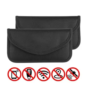 Faraday Bag(2 Pack) RFID Signal Blocking Bag Shielding Pouch Wallet Case Privacy Protection and Car Key FOB for Cell Phone , Anti-Hacking Black