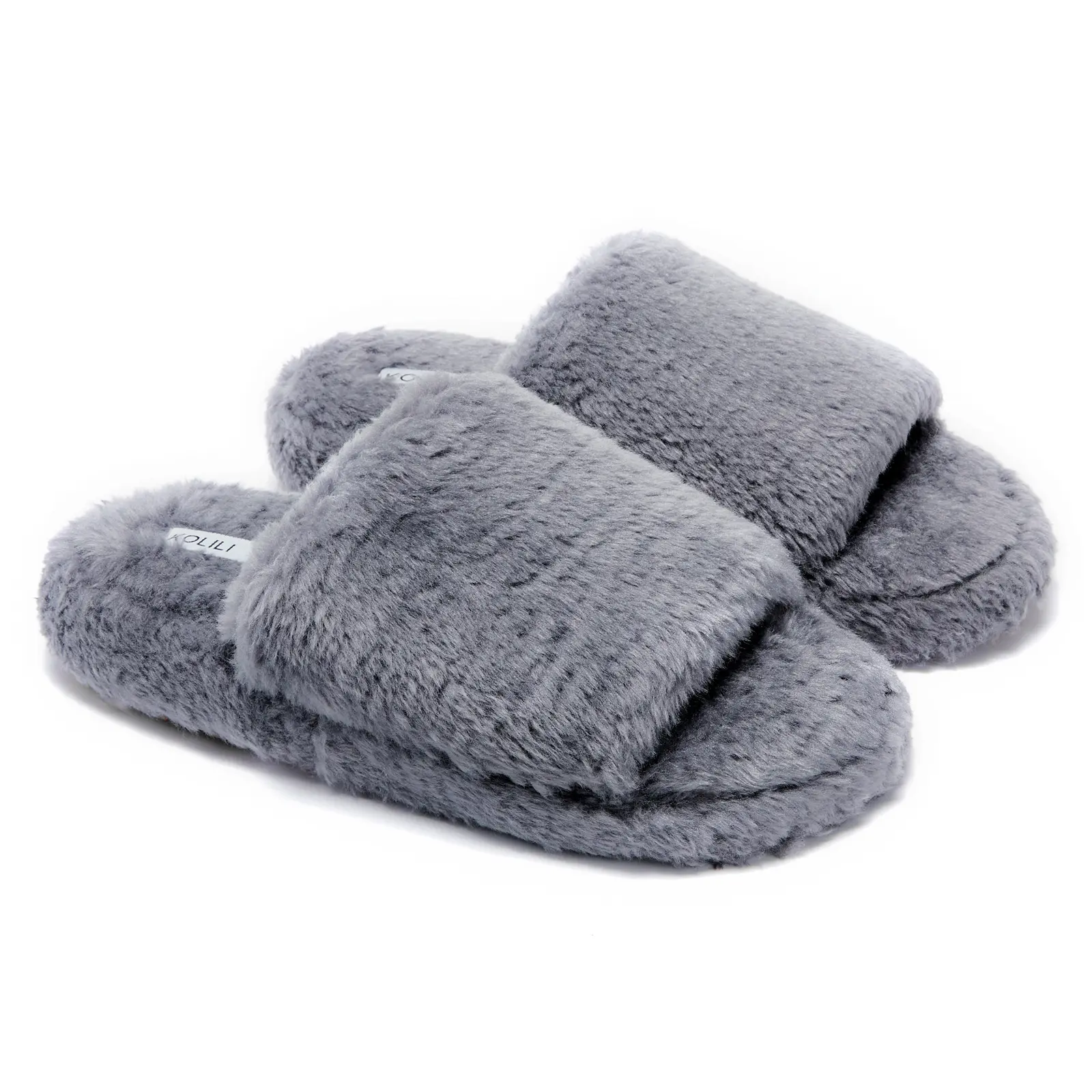 KOLILI Women's Open Toe Home Slippers, Fluffy Cross Band Sandals with Comfortable Plush Lining and Anti-Skid Sole, Anti-Skid Women's Home Slippers, Fur Slippers tiktokshopbacktoschool,back to school,back to school haul