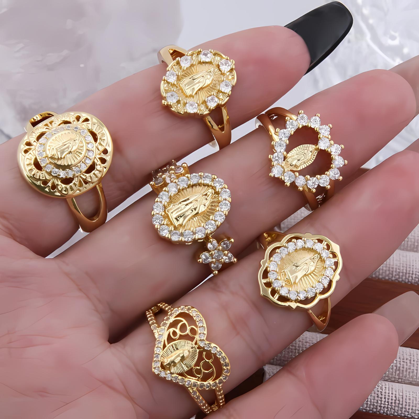 14k gold ring with Virgin Mary in many designs, suitable for women to wear every day, simple and elegant