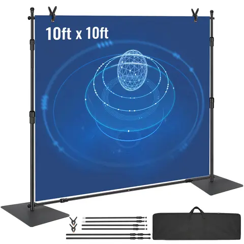 【FathersDayGift】VEVOR 10ft x 10ft Pipe and Drape Kit,  , Heavy Duty Backdrop Stand with Carbon Steel Base, Adjustable Backdrop Support with 6 Clamps and A Carry Bag for Wedding, Party, Event, Photography, and Exhibition