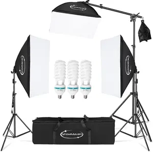 VINGLI Softbox Lighting Kit Photography- Professional Continuous Light System Photo Lighting Kit with E27 135W Bulbs 5500K Photo Equipment for Portraits Video Shooting