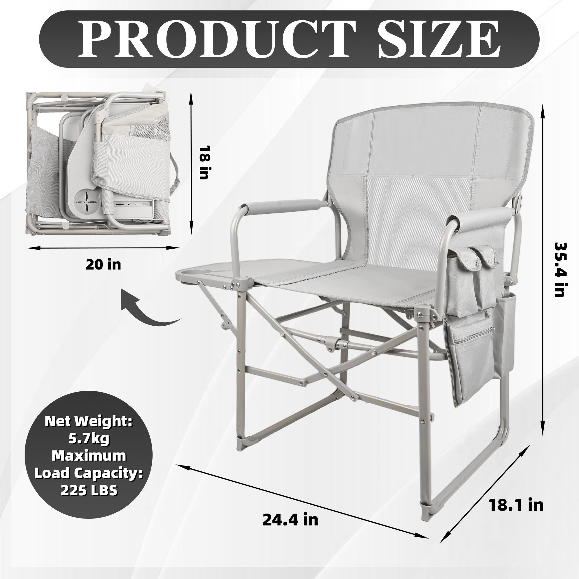 Portable Outdoor Chair with Side Table & Cup Holder for Camping Beach Games Waterproof Fabric Rust Resistant Frame Fold & Go in 2 Seconds
