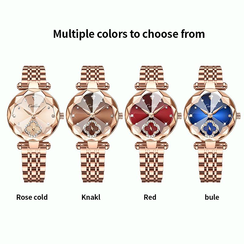 【TikTokShopStockUp】Watches Valentine’s Day Gift Watches Elegant Watch Luxury Women's  Watch NewYear Gift  with Four-Leaf Clover Diamond Dial Water-Resistant Scratch-Resistant Adjustable Strap Fashionable Design Suitable for wearing on all occasions