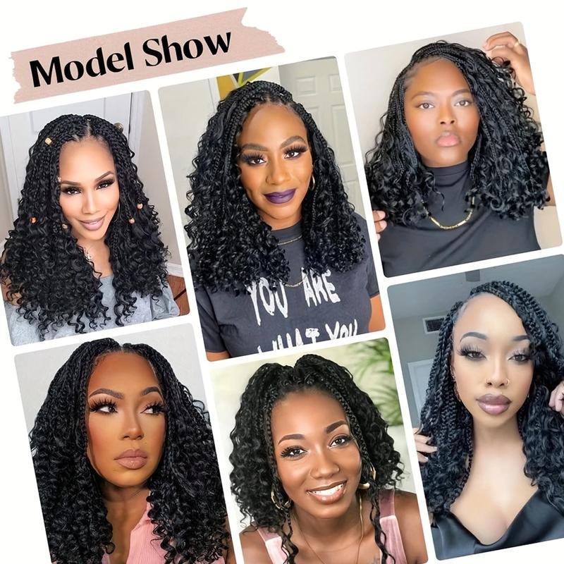 Bohemian Goddess 16 Inch Full Lace Wig with Natural Looking Braids and Curly Ends for Everyday Wear Box Braids Wigs