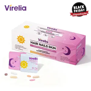 Virelia Women’s Day & Night Anti-Aging Nutrition Pack (30 Pouches, 15-Day Supply) | Multivitamin, Biotin, NAD+ for Immunity | GABA & Marine Collagen Peptides for Relaxation, Sleep & Skin/Hair/Nail