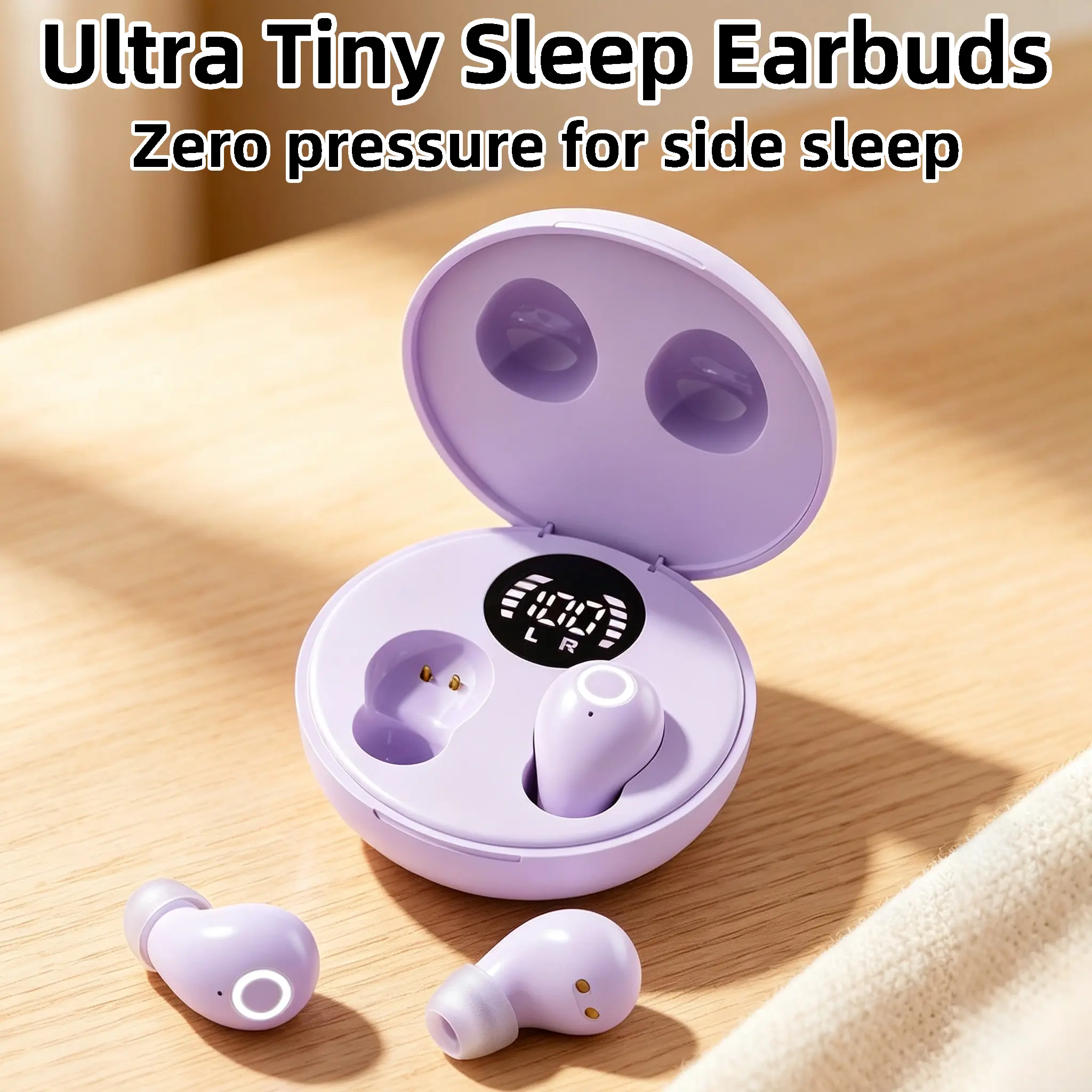 Hidden Mini In-Ear Bluetooth Sleep Headset - Active Noise Cancel Charging Earbuds, Water Resistant Mobile Headphones for Snoring Blocking, Ultra-Light Ergonomic Side-Sleeping Fit, Skin-Friendly Long-Hour Wear Without Ear Soreness, Immersive Stereo Audio