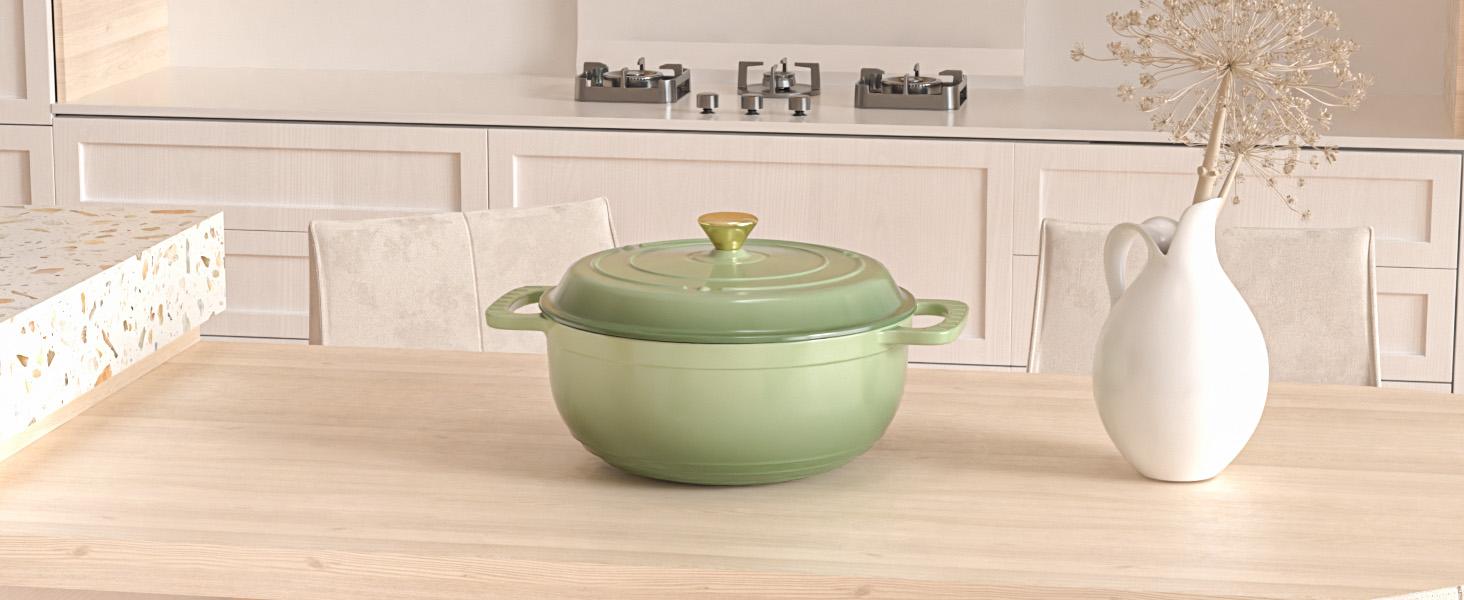 ROVSUN Enameled Cast Iron Round Dutch Oven, 5/6/7.5QT Pot with Lid &Dual Handles with Silicone Gloves,Oven Safe up to 500°F, Heavy-Duty Pre-Seasoned Cookware for Bread Baking, Braising, Stews, Roasting,TikTokShopBlackFriday SpringStatements