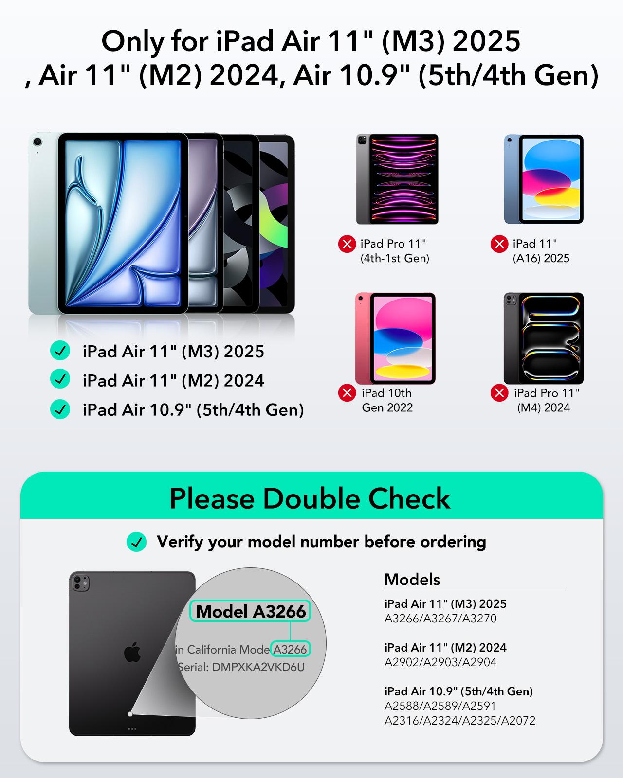 ESR Detachable Keyboard Case for iPad Air 11/13 inch&iPad Pro 11/13 inch, Magnetic Detachable Keyboard, Portrait/Landscape Modes, Large Click-Anywhere Trackpad, Backlit Keys, Shift Series