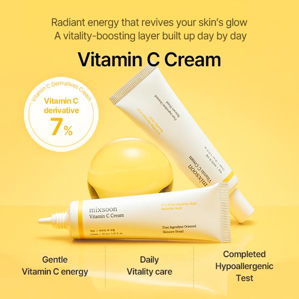 [NEW] Vitamin C Cream 1.01 Fl. Oz. / 30ml Lightweight Radiance Non-Sticky Low-Irritation Cream for Sensitive skin Korean Glass Skin Care