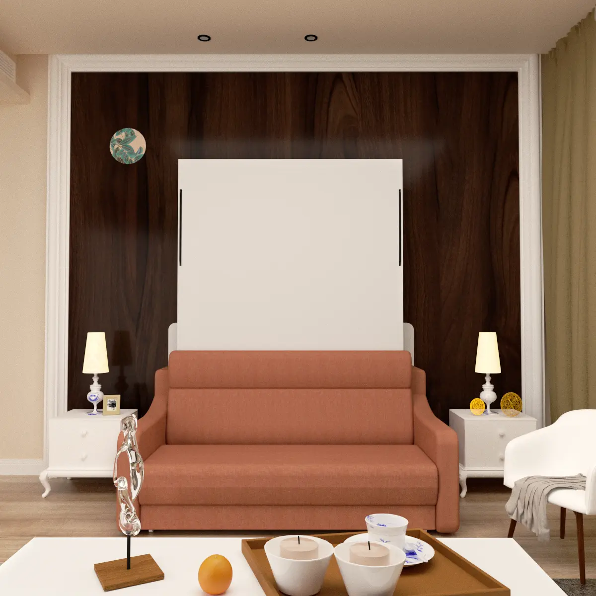 Modern Murphy Bed with Sofa – Space-Saving Convertible Wall Bed