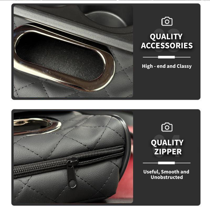 Car Armrest Cushion,5-in-1 Center Console Cover with 2 Storage Bags Cup Holder, Tissue Box Slot, Phone Slot for Sedans, Car Accessories Interior Organizers (Black)