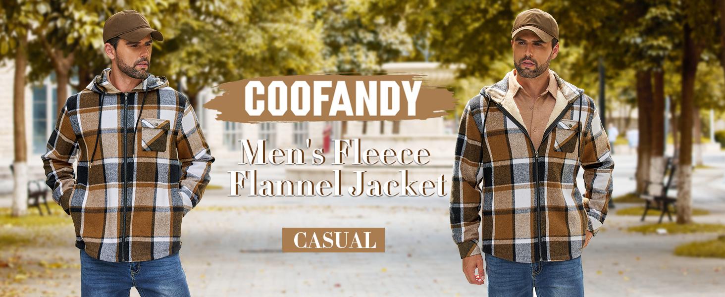 COOFANDY Men's Flannel Jacket Plaid Zip Up Hoodie Sherpa Fleece Lined Jacket Winter Warm Coats with Hood COOFANDY Men's Flannel Jacket Plaid Zip Up Hoodie Sherpa Fleece Lined Jacket Winter Warm Coats with Hood