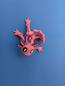 Magnetic Fidget Axolotl - 3.75" Bubblegum Pink & Deep Purple Stress Relief Sculpture with Strong Magnets & Sensory-Friendly Design for Relaxation Stick & Decompression Squeeze
