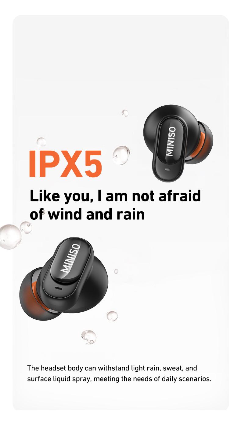 MINISO MS105 Wireless Bluetooth Headphones, Tiny Size Invisible Earbuds, Waterproof Headsets, Mini and Short Handle Design, for Work Sport Sleeping