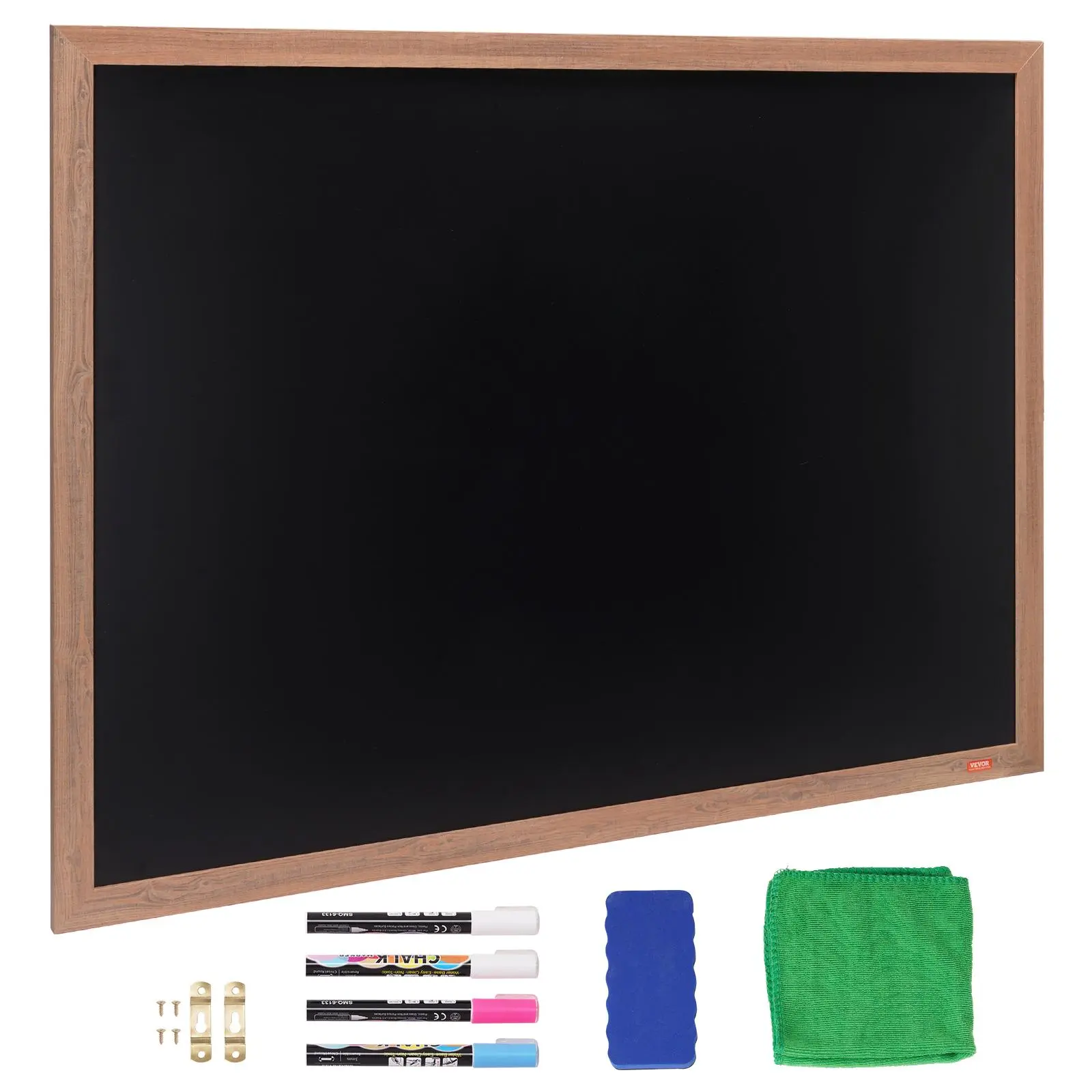 【Backtoschool】VEVOR Magnetic Chalk Board,  , Hanging Message Signs with Chalks & Eraser, Vintage Wooden Chalkboard Sign, Rustic Brown Framed Calendar and Bulletin Combo Boards, 35"x46", Kitchen, Home Decor, Wedding