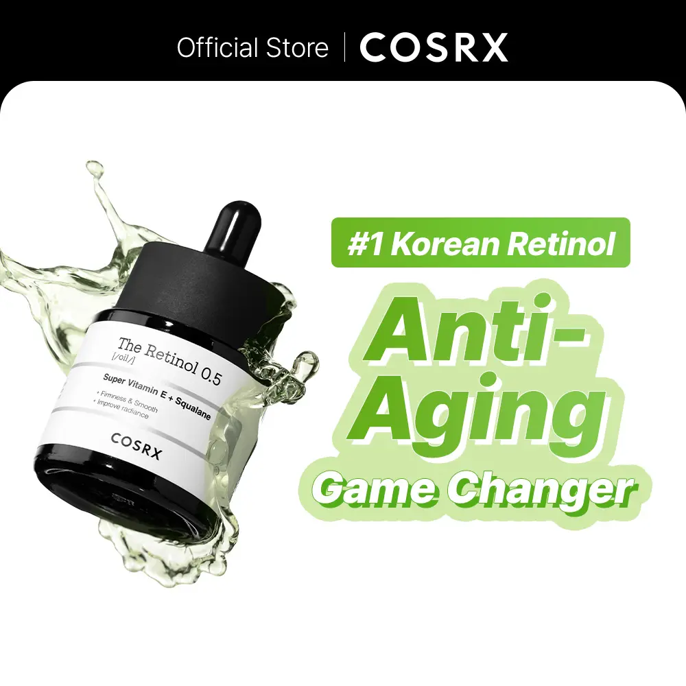 COSRX The Retinol 0.5 Oil, a Firming Anti-Wrinkle Face Serum with Advanced Vitamin A for Smoothening, Serums & Essences for Adults, All Skin Types, 20ml, Advanced Retinol, Glow Up, Beauty Products