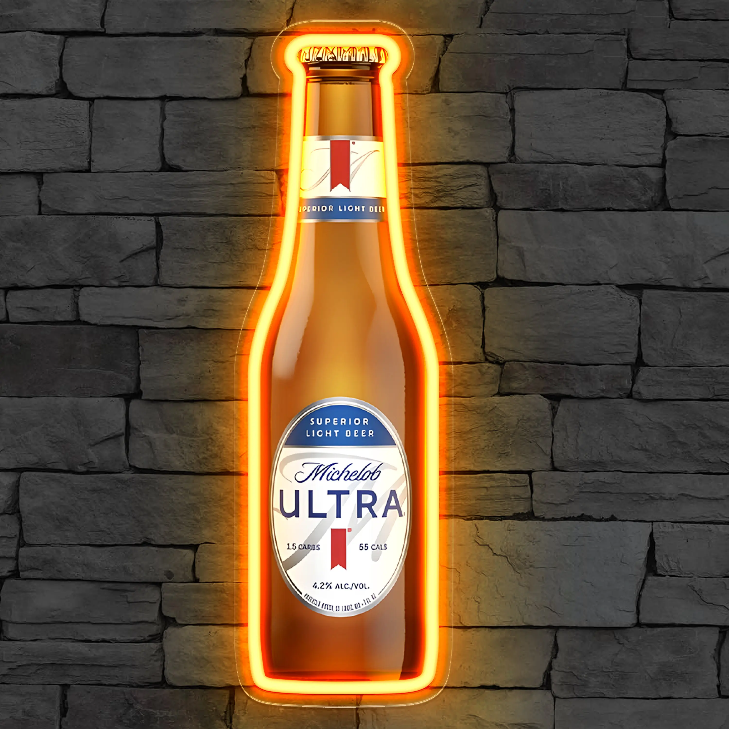 Michelob Ultra Neon Sign, LED Neon Light for Wall Decoration, USB Powered Dimmable Wine Bottle Neon Sign, Man Cave Bar Garage LED Light Art Sign