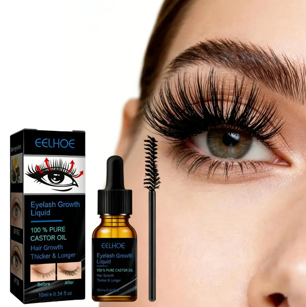 Natural Castor Oil Eyelash Serum, Nourishing Lash Care Liquid 10ml, Gentle Conditioning Formula with Precision Brush, Daily Eyelash Nourish Enhancer Eyelash Enhancing Serum Eyelash Lengthening Serum