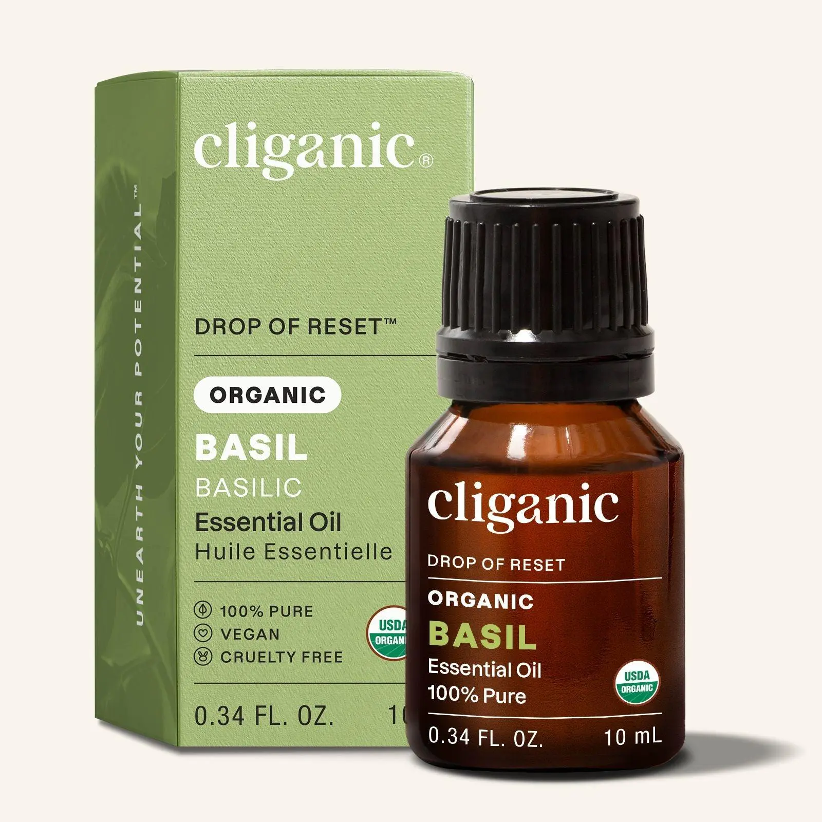 Cliganic Organic Basil Essential Oil, 100% Pure Natural for Aromatherapy Non-GMO Verified