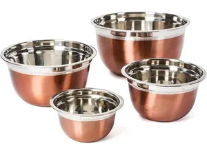 Stainless Steel Mixing Bowls-4 Pc set- Stackable Nesting Bowls - Polished Matte Finish - Cookware Set