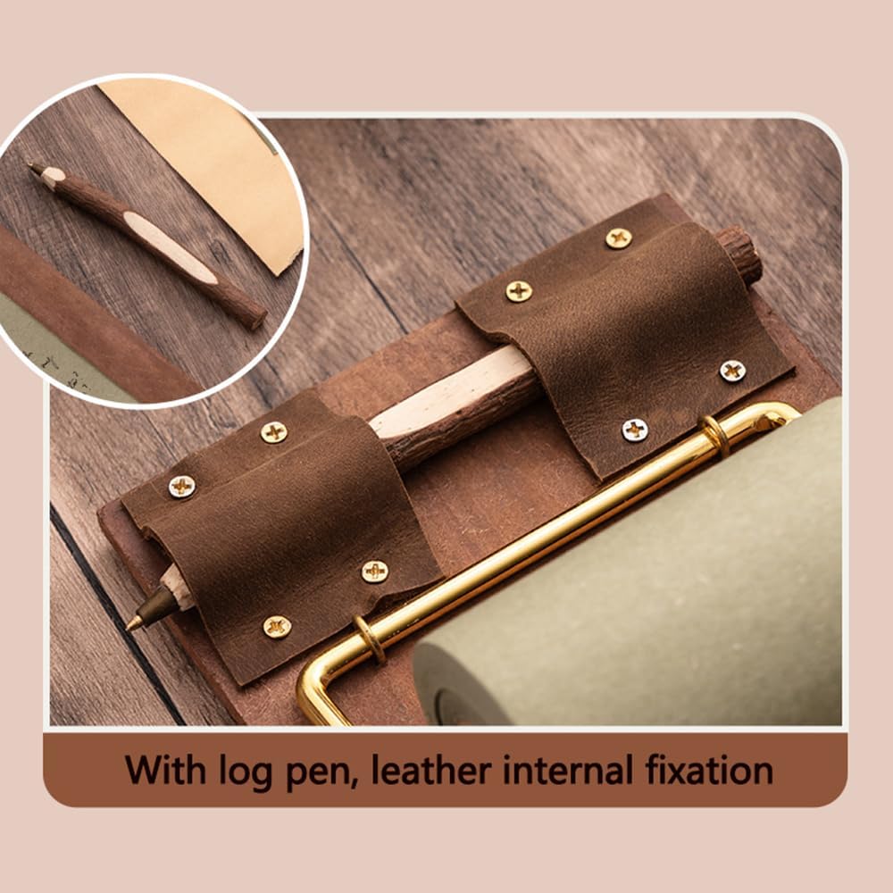 MUNBYN  Vintage Wooden Sticky Note Holder Board, Hanging Roll Paper Note Pad with 1 Paper Roll & 1 Wooden Pen  Desktop Organizer for Home, Office, or Study