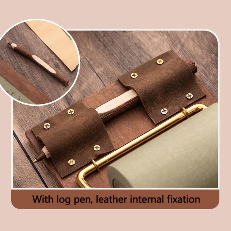 MUNBYN  Vintage Wooden Sticky Note Holder Board, Hanging Roll Paper Note Pad with 1 Paper Roll & 1 Wooden Pen  Desktop Organizer for Home, Office, or Study