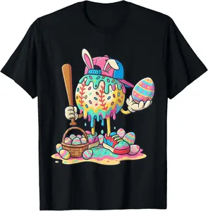 Baseball Drip Easter Bunny Boys Women Men T-Shirt