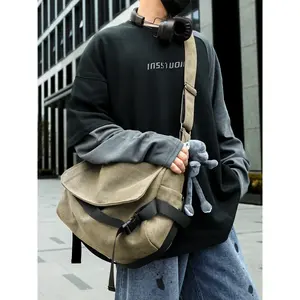 Autumn Winter New Men's Frog Pendant Crossbody Bag, Unisex Large Capacity Shoulder Backpack, Daily Commute Office Backpack, Durable Molle Bag