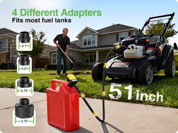 TaskStar Portable Fuel Transfer Pump 3.2 GPM- Auto-stop & Overfill Protection, Battery-Powered with 4 Adapters (Gas/Diesel/Oil/Water)