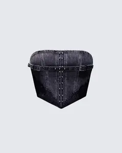 Titan Black Denim Corset Top