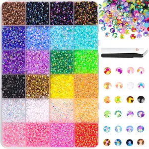 30000Pcs Resin Jelly Rhinestones for Crafting Bedazzling Multicolor 3mm Flatback Gems for Crafts Clothing Clothes Tumblers Shoes Nails Flat Back Mixed Color Bulk Bedazzler Kit Jewels with Gifted Tools and tweezers Shimmer Colorful