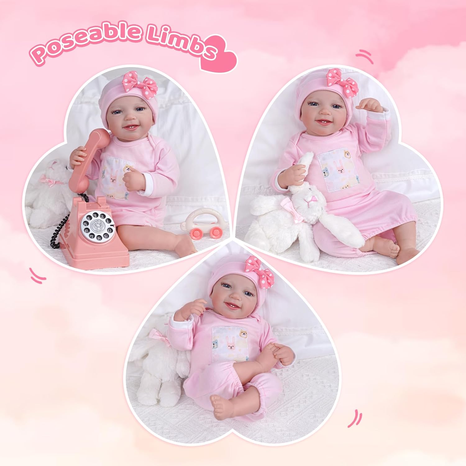 BABESIDE Lifelike Reborn Baby Dolls Leen Talking + Heartbeat Coos And Breath 20-Inch Soft Body Realistic-Newborn Smile Baby Girl Doll Poseable Real Life Baby Dolls With Toy Accessories Gift Set For Kids Age 3+ - Heartbeat Style BABESIDE Lifelike Reborn Baby Dolls Leen Talking + Heartbeat Coos And Breath 20-Inch Soft Body Realistic-Newborn Smile Baby Girl Doll Poseable Real Life Baby Dolls With Toy Accessories Gift Set For Kids Age 3+ - Heartbeat Style