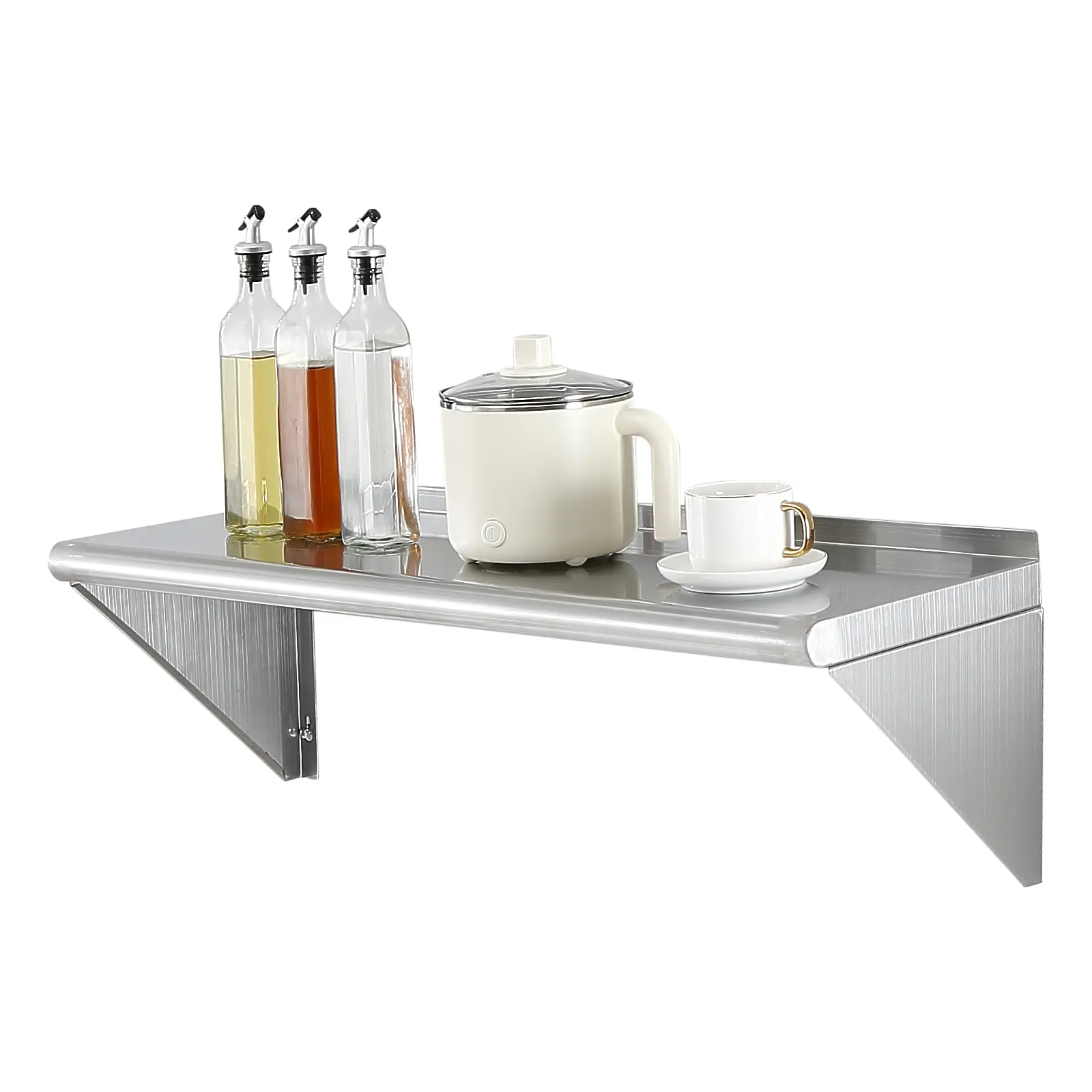 VEVOR 12" x 36" Stainless Steel Shelf,  Wall Mounted Floating Shelving with Brackets, 250 lbs Load Capacity Commercial Shelves, Heavy Duty Storage Rack for Restaurant, Kitchen, Bar, Home, and Hotel Organiser Smooth