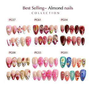 Almond Shape|100% 3D Handmade Acrylic Nails | Easy to Apply & Remove | No Glue Damage | Reusable Up to 5 Times | Perfect Fit for Melanin Nails & Finger