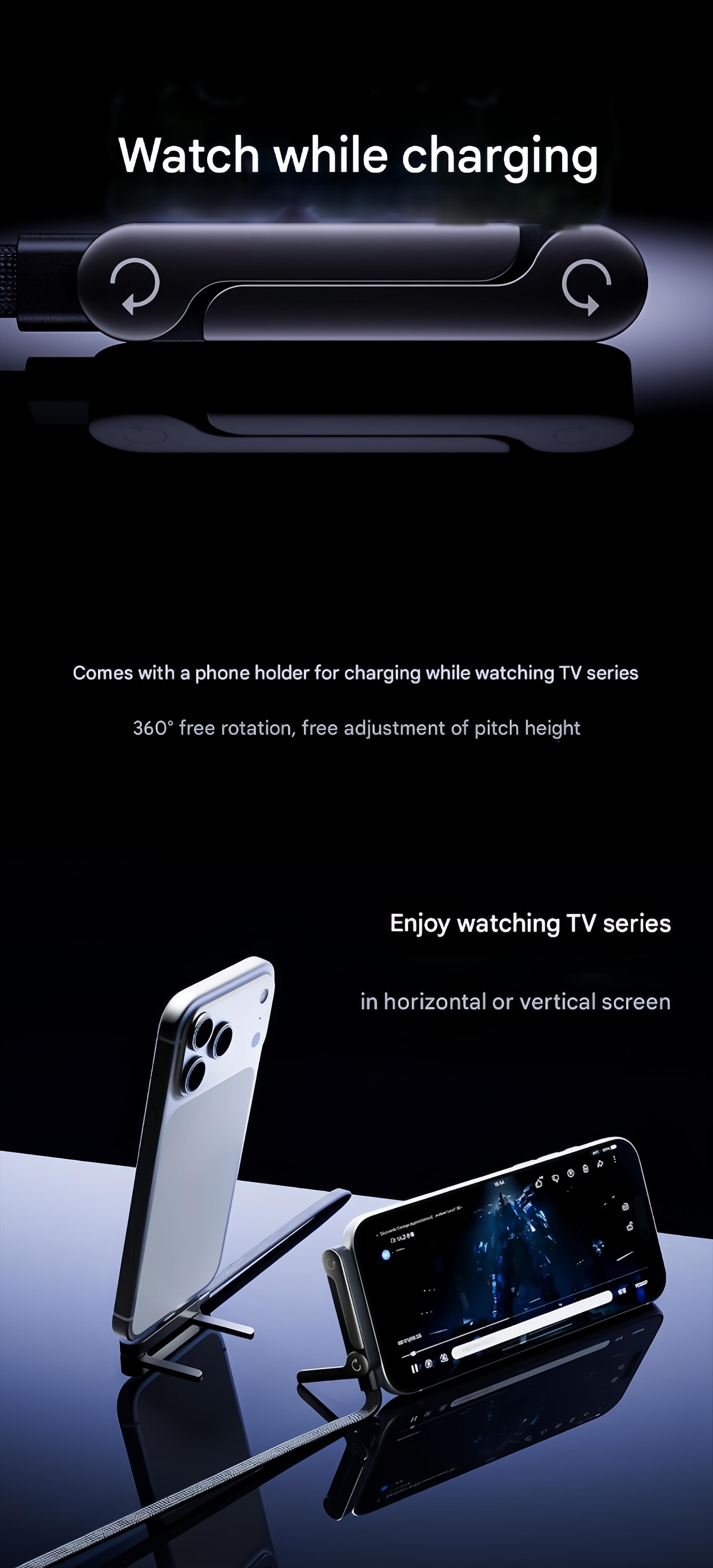 Basemo 240W Elbow Bracket Data Cable 1.5m Black for iPhone 15-17 Huawei Xiaomi Samsung Fast Charging Magnetic Phone Charger with Type-C Interface & CarPlay - Cellphone data cable Lightning charging port phone holder phonestand