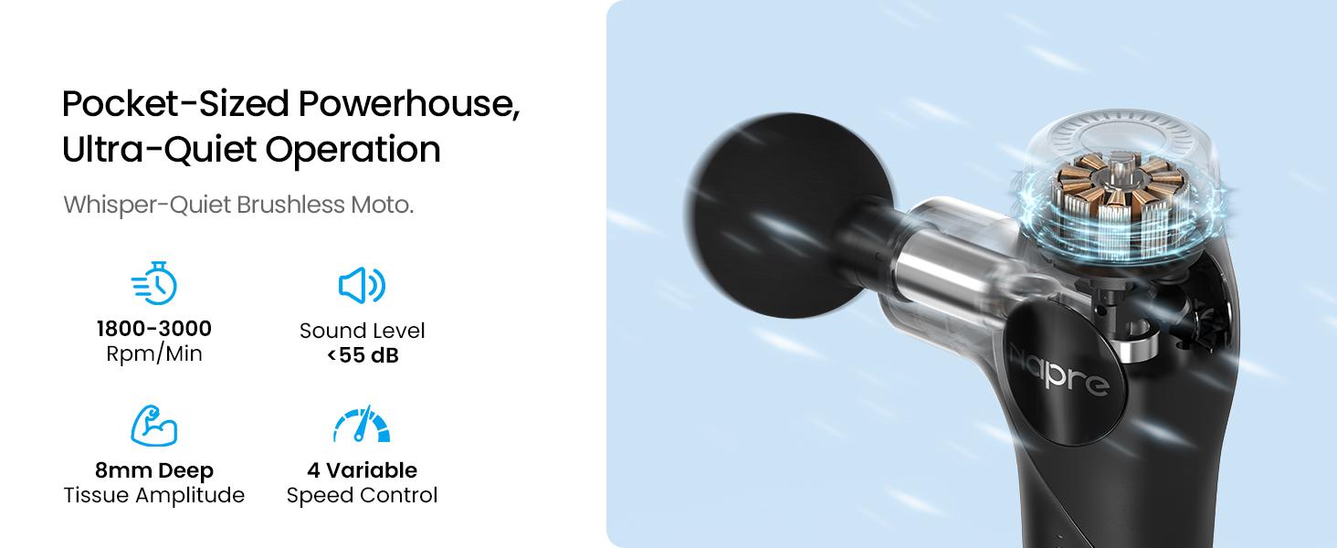 NAPRE 3-in-1 Mini Massage Gun with Heat and Cold,Deep Tissue Back Massage with Detachable Handle for Neck/Body Pain Relief,Portable Handheld Percussion Muscle Massager,Small & Quiet,5 Heads with Case,Gift